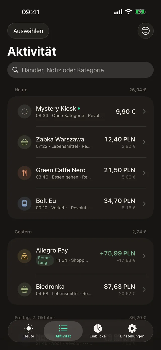 Tappel Activity screen