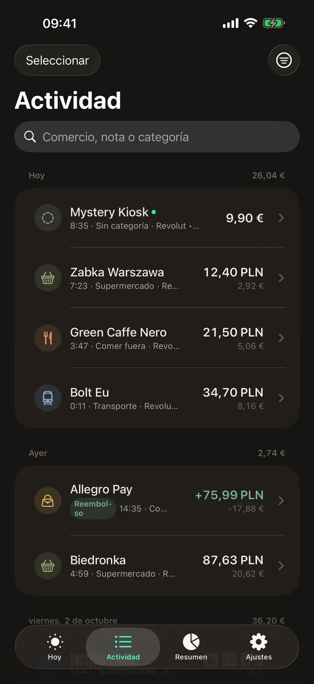 Tappel Activity screen