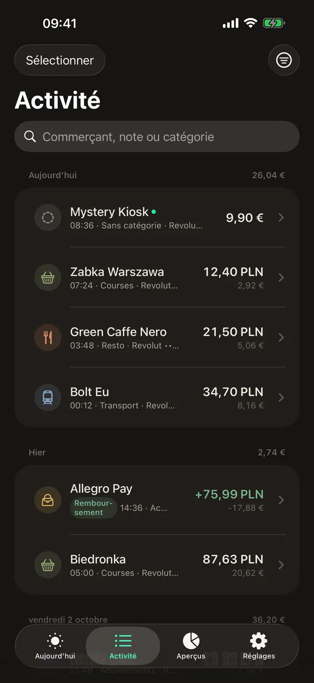 Tappel Activity screen