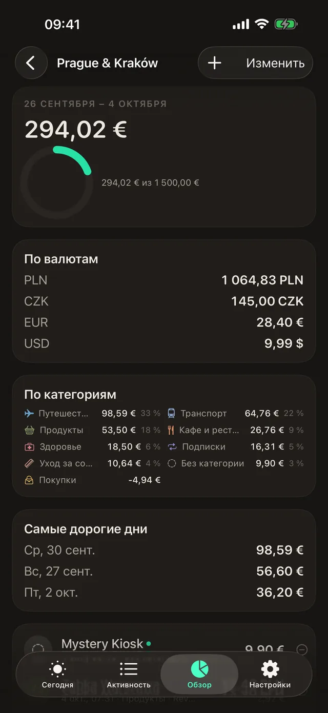 Поездки отдельно